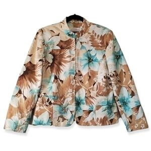 Alfred Dunner Floral Jacket Cowl Neck